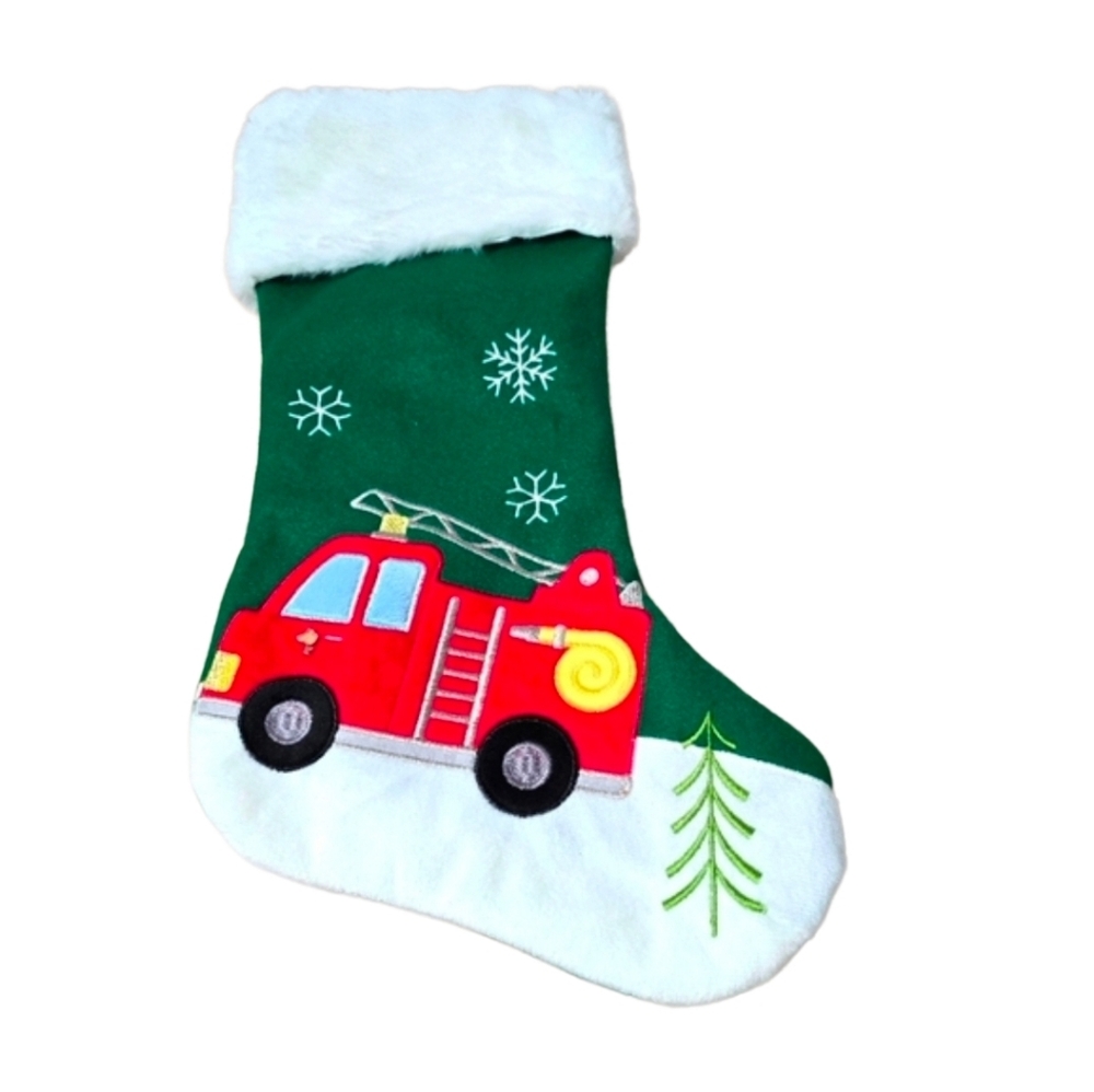 Firetruck Festive christmas stocking new
